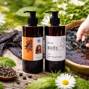 Combo dầu gội bồ kết thảo mộc và dầu xả bưởi